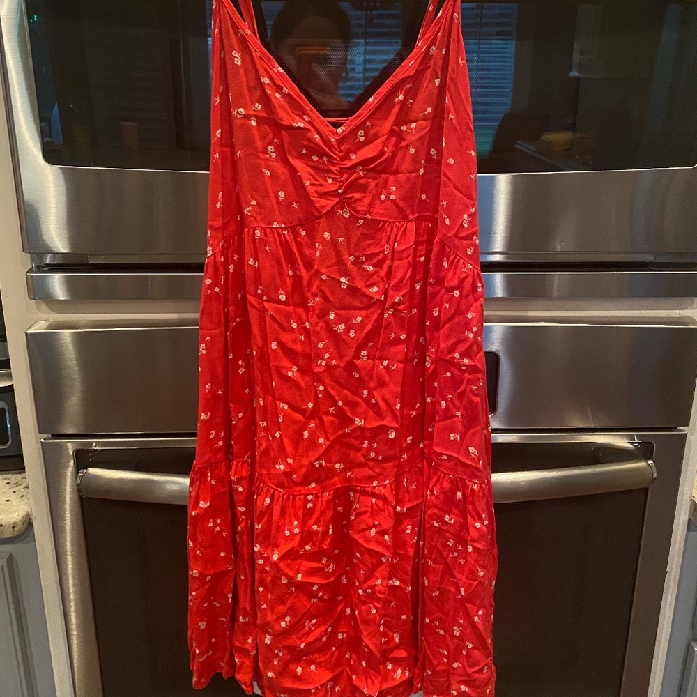 Red summer dress with flowers
